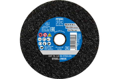 Mała ściernica do przecinania EHT 76 × 3,0 × 10 mm prosta linia wydajna SG STEELOX do stali/stali nierdzewnej