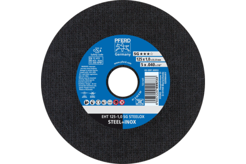 Ściernica tarczowa do cięcia EHT 125 × 1,0 × 22,23 mm prosta linia wydajna SG STEELOX do stali/stali szlachetnej
