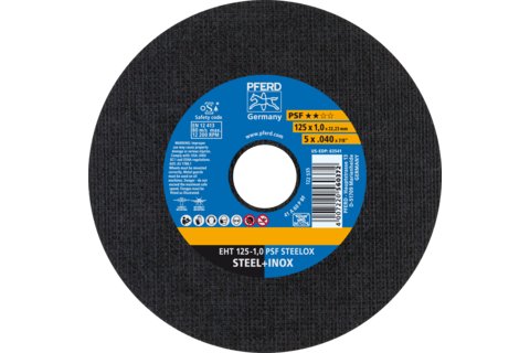 Ściernica tarczowa do cięcia EHT 125 × 1,0 × 22,23 mm prosta linia uniwersalna PSF STEELOX do stali/stali szlachetnej