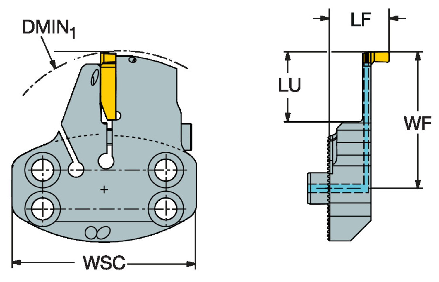 CoroCut® 1-2, głowica do toczenia rowków SL70-RG123L09C