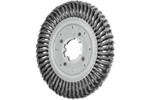 Szczotka tarczowa pleciona RBG Ø250 × 16 × 50, otwór 8 mm, drut stalowy Ø0,50 mm, stacjonarna