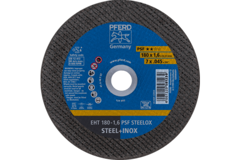 Ściernica tarczowa do cięcia EHT 180 × 1,6 × 22,23 mm prosta linia uniwersalna PSF STEELOX do stali/stali szlachetnej