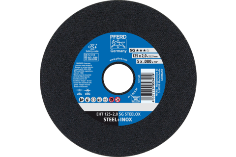 Ściernica tarczowa do cięcia EHT 125 × 2,0 × 22,23 mm prosta linia wydajna SG STEELOX do stali/stali szlachetnej