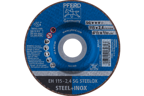 Ściernica tarczowa do cięcia EH 115 × 2,4 × 22,23 mm odgięta linia wydajna SG STEELOX do stali/stali szlachetnej