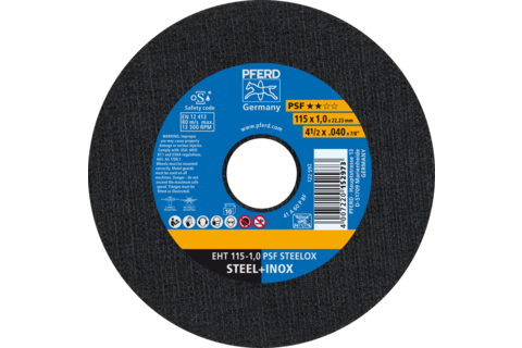 Ściernica tarczowa do cięcia EHT 115 × 1,0 × 22,23 mm prosta linia uniwersalna PSF STEELOX do stali/stali szlachetnej