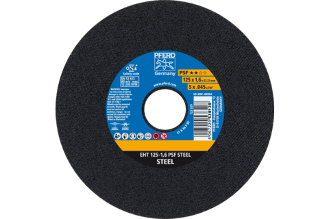 Ściernica tarczowa do cięcia EHT 125 × 1,6 × 22,23 mm prosta linia uniwersalna PSF STEEL do stali