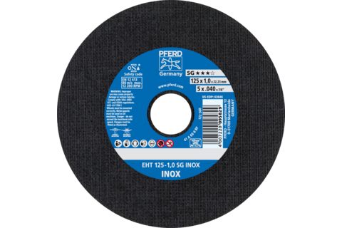 Ściernica tarczowa do cięcia EHT 125 × 1,0 × 22,23 mm prosta linia wydajna SG INOX do stali szlachetnej
