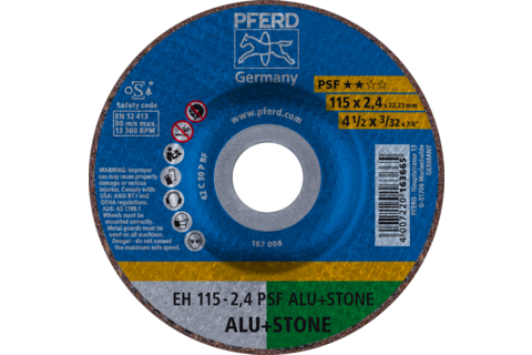 Ściernica tarczowa do cięcia EH 115 × 2,4 × 22,23 mm odgięta linia uniwersalna PSF ALU+STONE do aluminium/metali nieżelaznych/ka