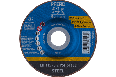Ściernica tarczowa do cięcia EH 115 × 3,2 × 22,23 mm odgięta linia uniwersalna PSF STEEL do stali