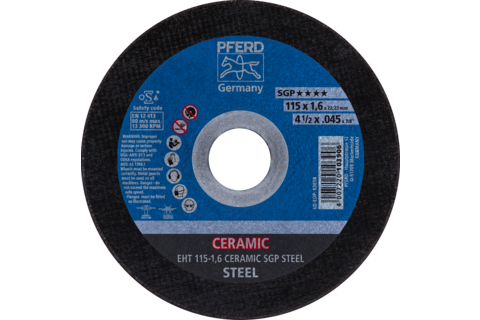 Ściernica tarczowa do cięcia EHT 115 × 1,6 × 22,23 mm prosta CERAMIC linia specjalna SGP STEEL do stali