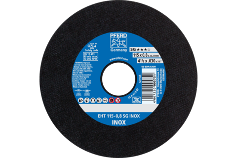 Ściernica tarczowa do cięcia EHT 115 × 0,8 × 22,23 mm prosta linia wydajna SG INOX do stali szlachetnej